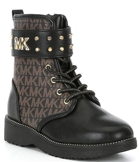 michael kors black girls boot with zippers|MICHAEL Michael Kors Girls' Haskell Combat Boots .